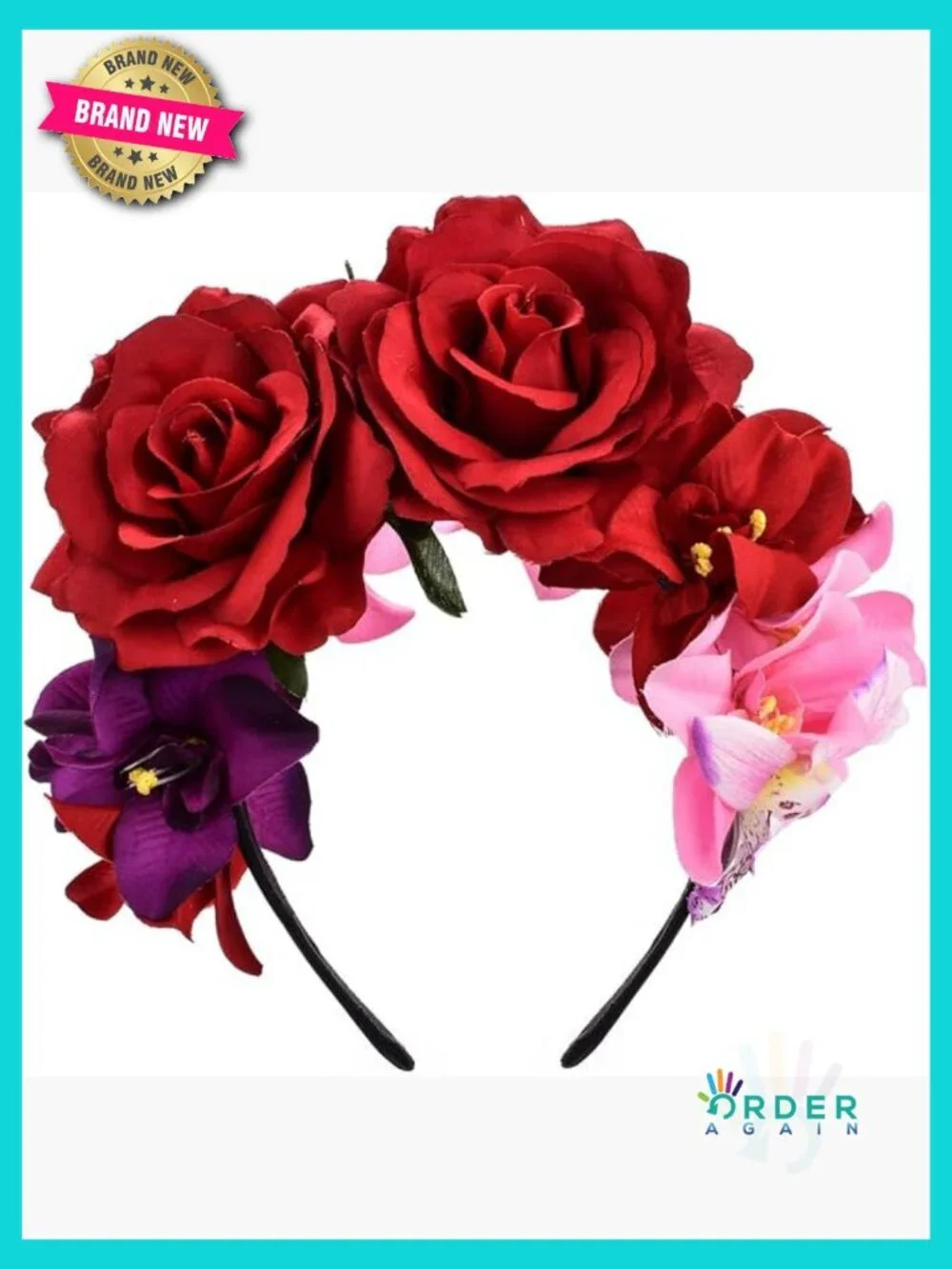 Floral Festival Headband Handmade Rose Crown Costume Accessory Elegant Boho